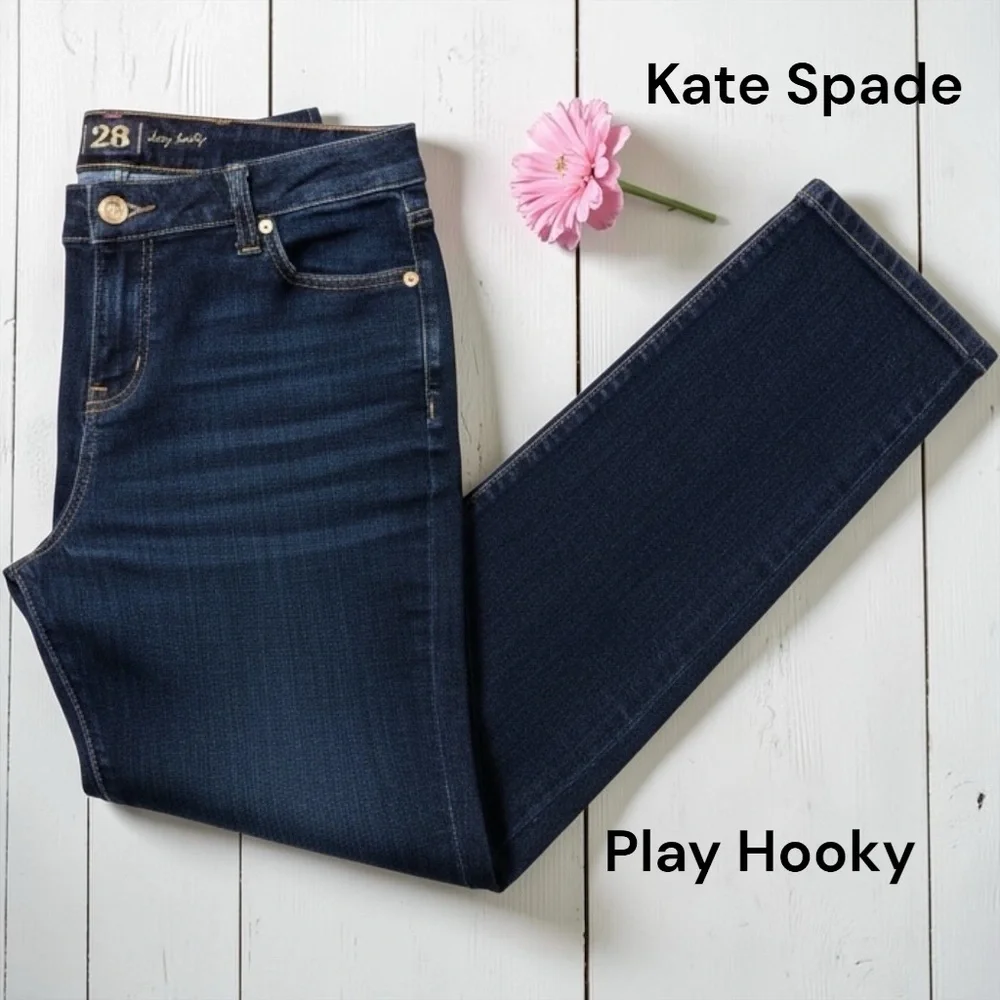 kate spade Dark Indigo Straight-Leg Jeans Perry Street Play Hooky Size 28